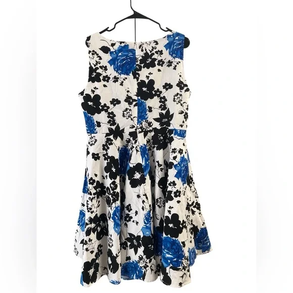 Grace Karin blue and black floral classy midi dress - Picture 4 of 5